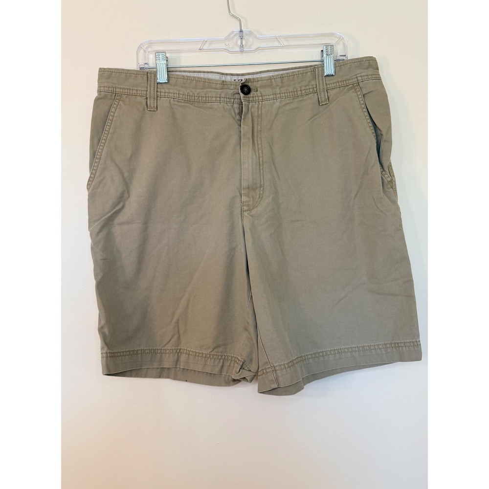 IZOD Saltwater Mens Khaki Chino Shorts Size 36 Tan Cotton Flat Front Casual